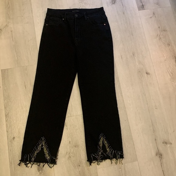 Risen‎ jeans black distressed bling bling size 13/31 high waisted raw ham party - Picture 14 of 16